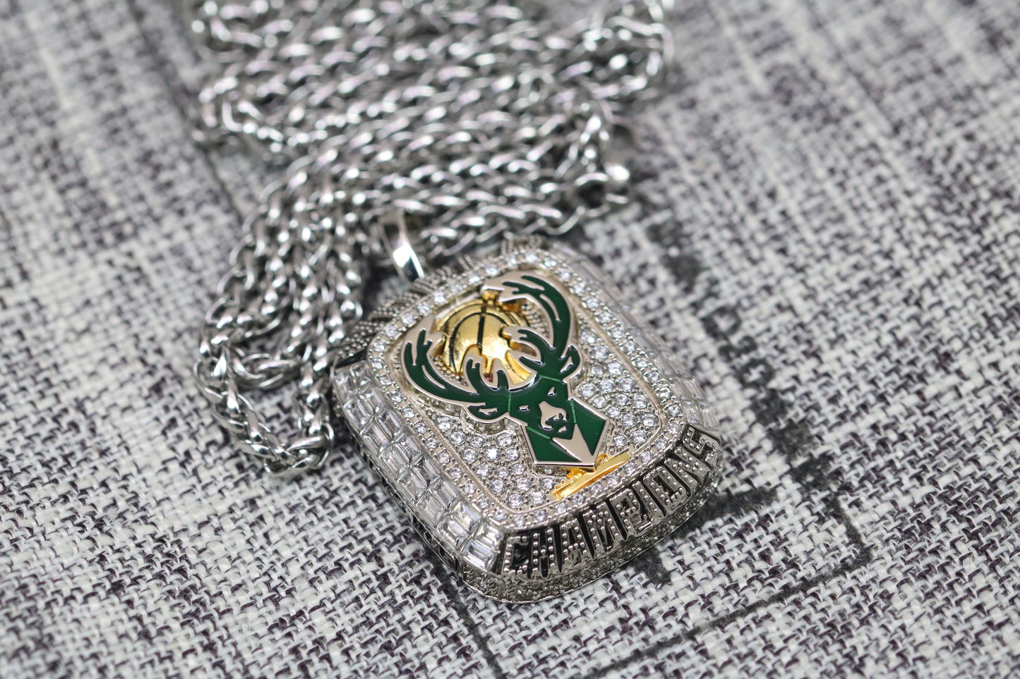 Milwaukee Bucks NBA Championship Pendant Necklace Replica (2021) - Premium Series