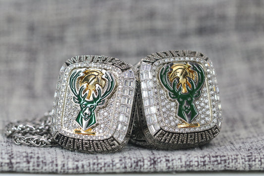 Milwaukee Bucks NBA Championship Ring and Pendant Necklace Replica Set (2021) - Premium Series