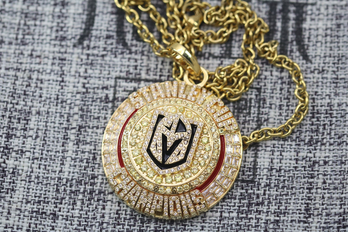 Vegas Golden Knights Championship Ring and Pendant Necklace Replica Set (2023) - Premium Series