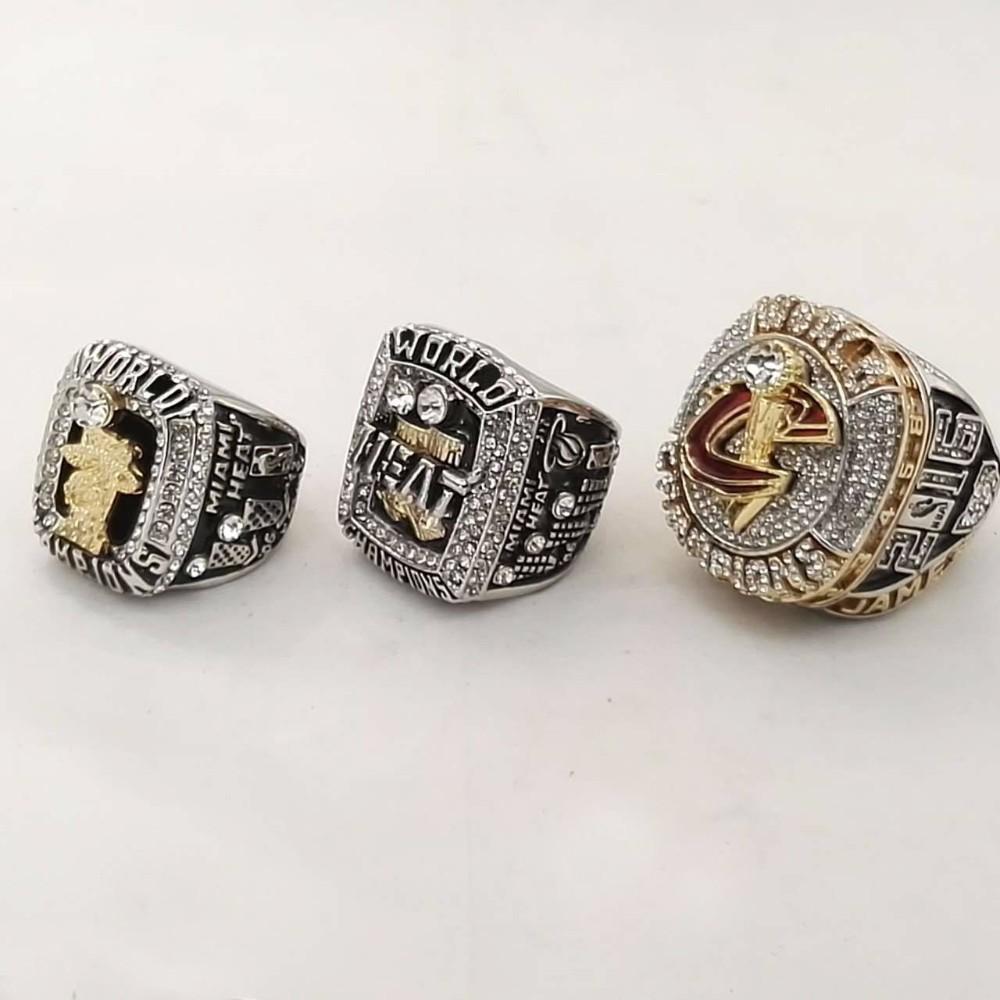LeBron James Cleveland Cavaliers/Miami Heat NBA Basketball Championship 3 Ring Set (2012, 2013, 2016)
