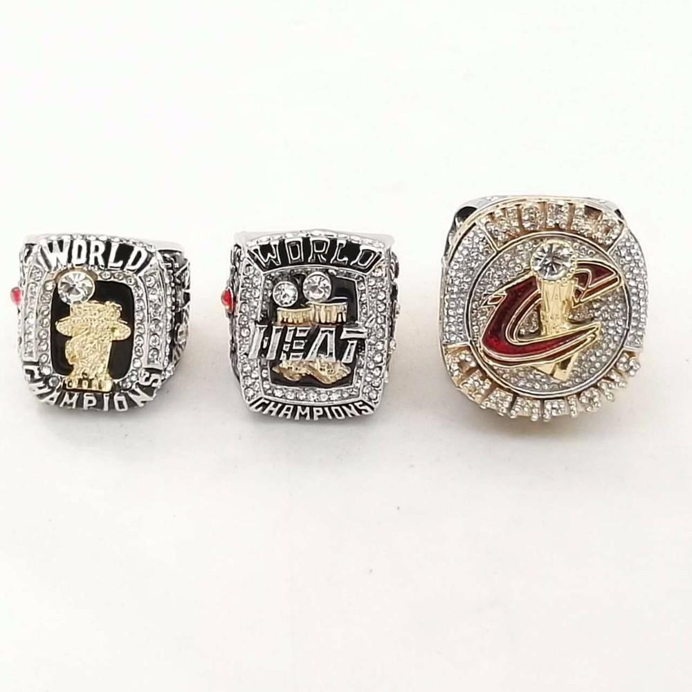 LeBron James Cleveland Cavaliers/Miami Heat NBA Basketball Championship 3 Ring Set (2012, 2013, 2016)