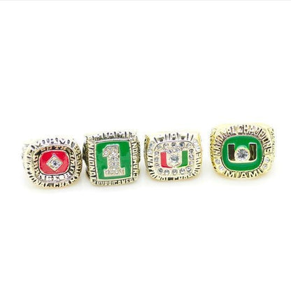 Miami (Fla.) Hurricanes College Football National Championship 4 Ring Set (1983, 1989, 1991, 2001)