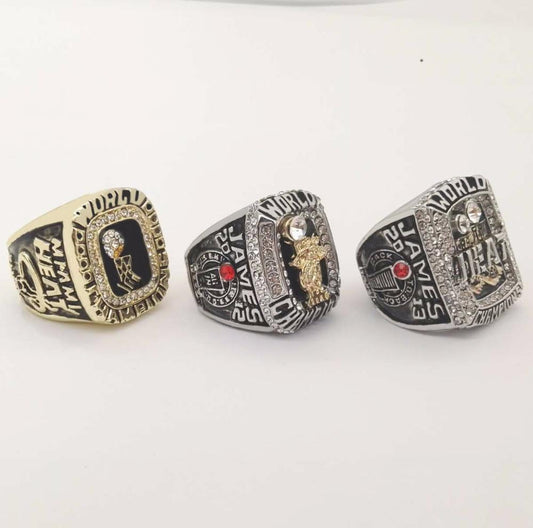 Miami Heat NBA Basketball Championship 3 Ring Set (2006, 2012, 2013)