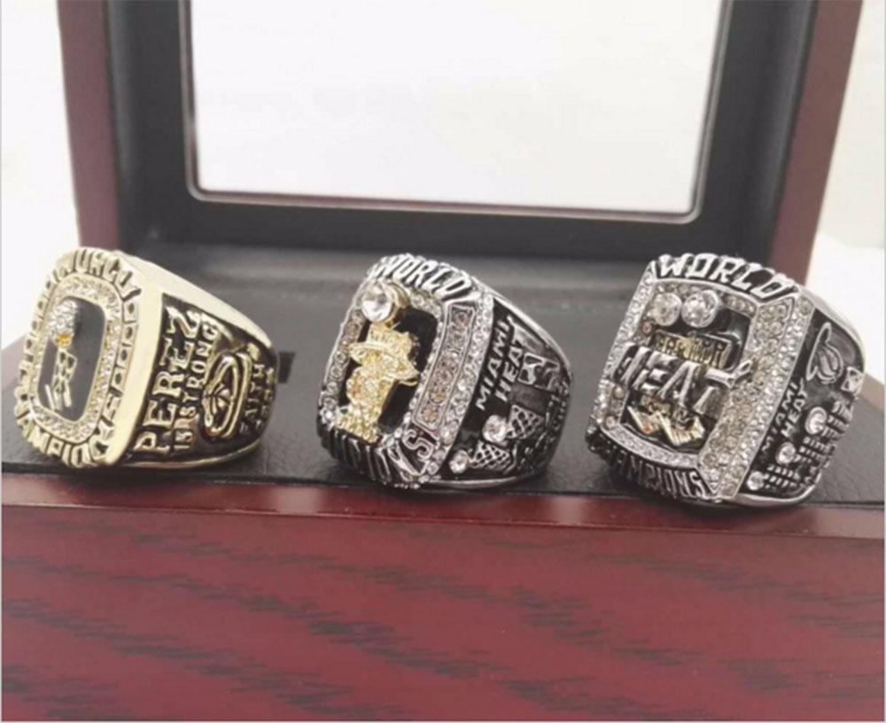 Miami Heat NBA Basketball Championship 3 Ring Set (2006, 2012, 2013)