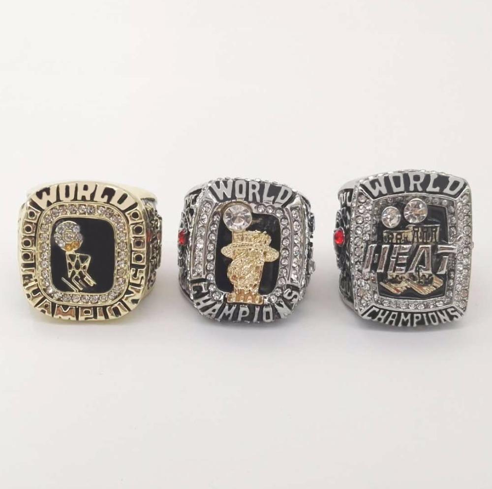Miami Heat NBA Basketball Championship 3 Ring Set (2006, 2012, 2013)