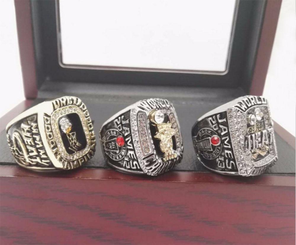 Miami Heat NBA Basketball Championship 3 Ring Set (2006, 2012, 2013)