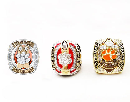 Clemson Tigers College National Championship 3 Ring Set (1981, 2016, 2018)