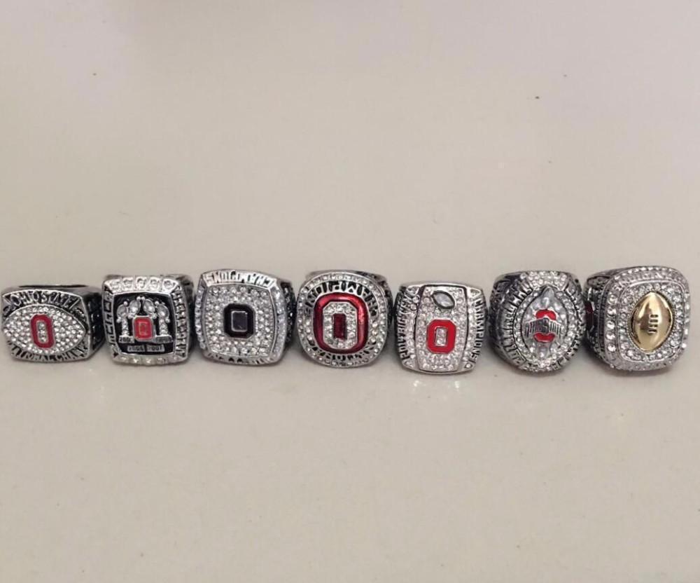 Ohio State Buckeyes College Football National Championship 7 Ring Set (2002, 2008, 2010, 2014, 2014, 2014, 2015)