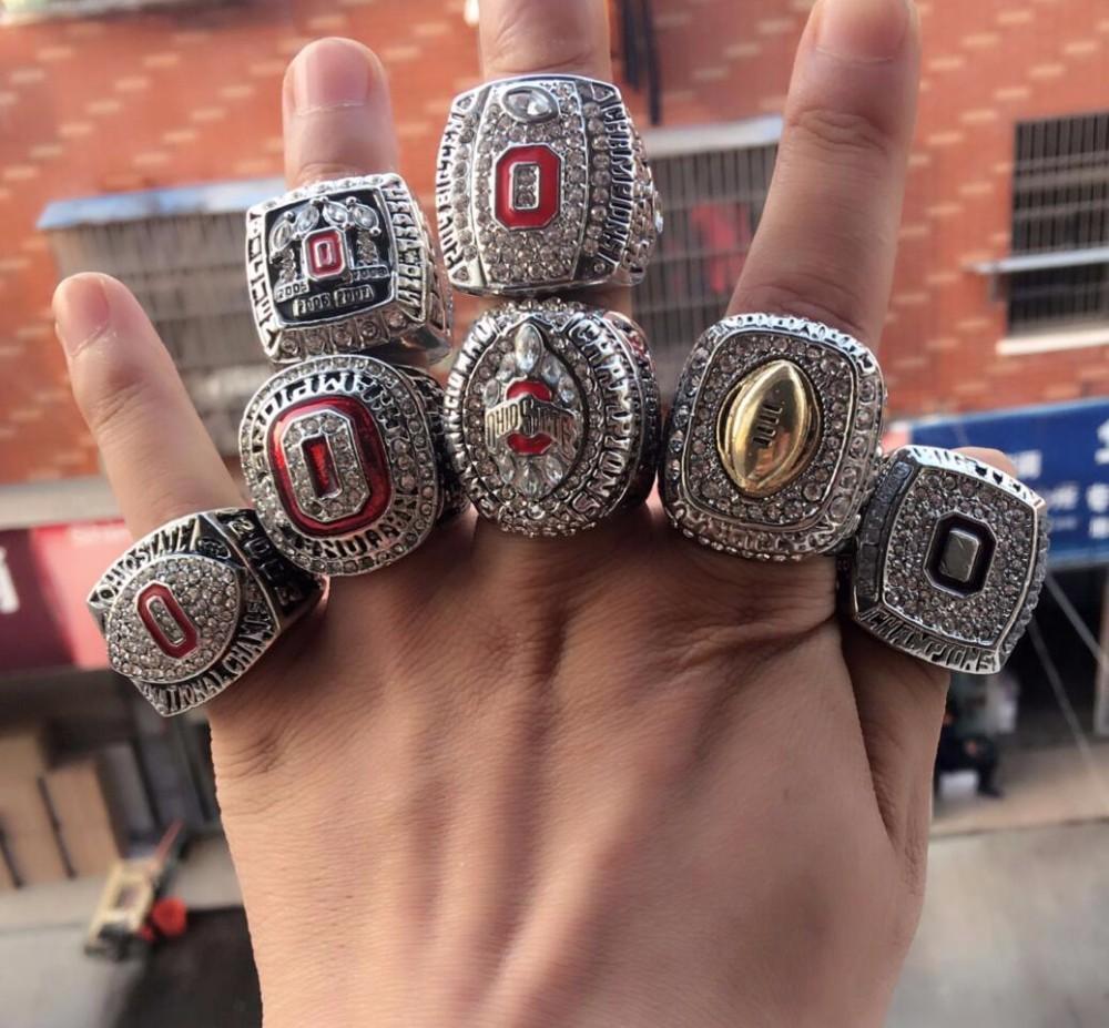 Ohio State Buckeyes College Football National Championship 7 Ring Set (2002, 2008, 2010, 2014, 2014, 2014, 2015)