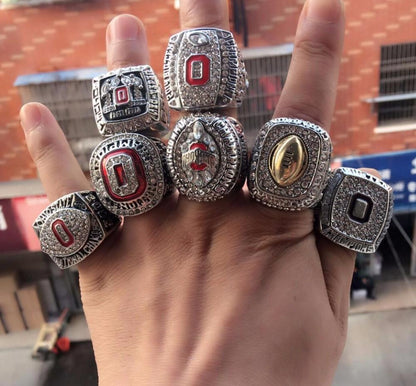 Ohio State Buckeyes College Football National Championship 7 Ring Set (2002, 2008, 2010, 2014, 2014, 2014, 2015)