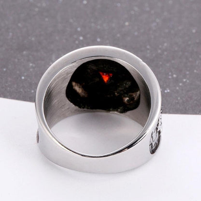 Red Triangle Crystal Masonic Ring
