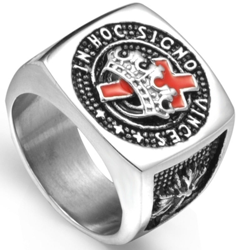Masonic Red Cross Crown Templar Knight Ring