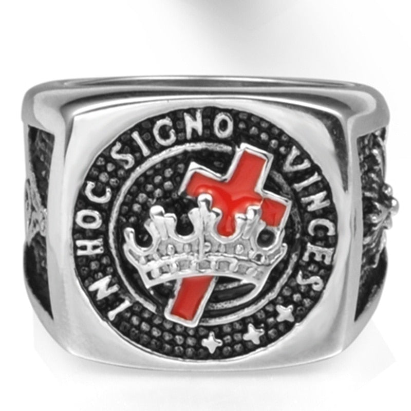 Masonic Red Cross Crown Templar Knight Ring