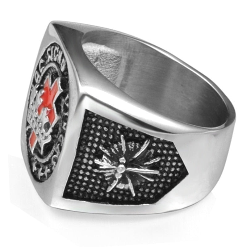 Masonic Red Cross Crown Templar Knight Ring