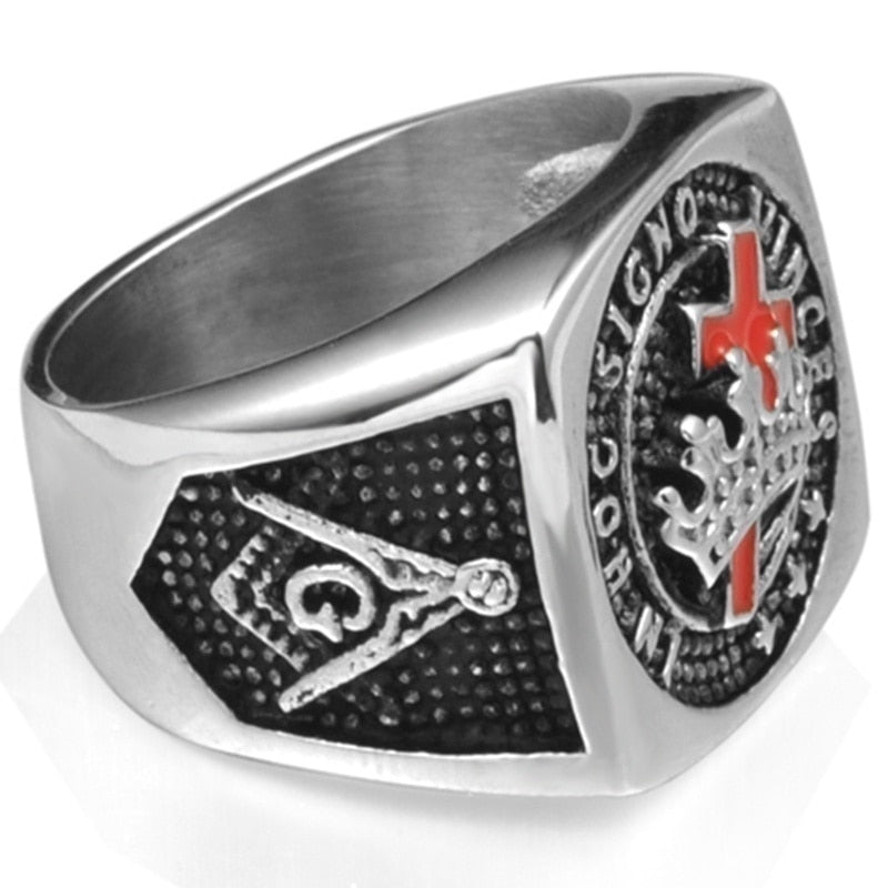 Masonic Red Cross Crown Templar Knight Ring