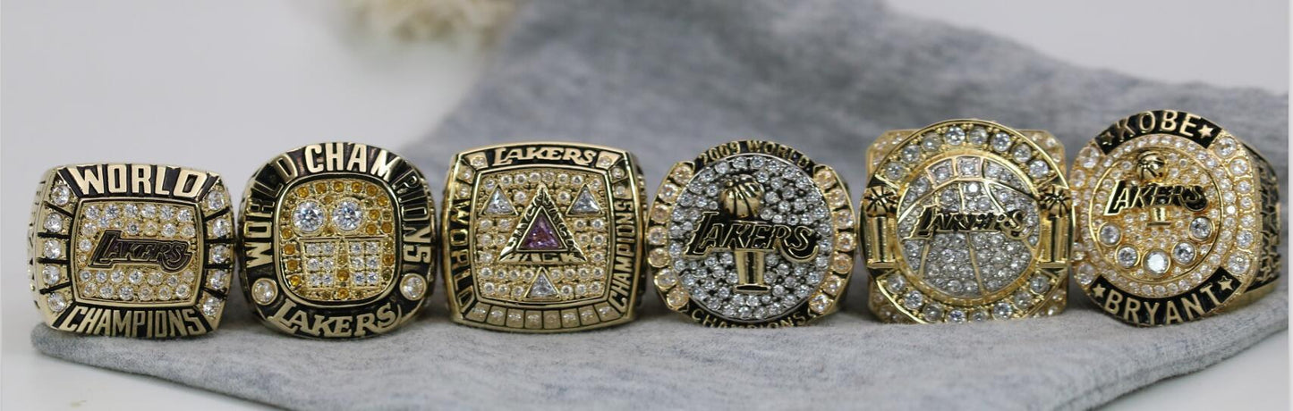 Los Angeles Lakers NBA Championship Ring 6 Ring Set (2000, 2001, 2002, 2009, 2010, Kobe) - Premium Series