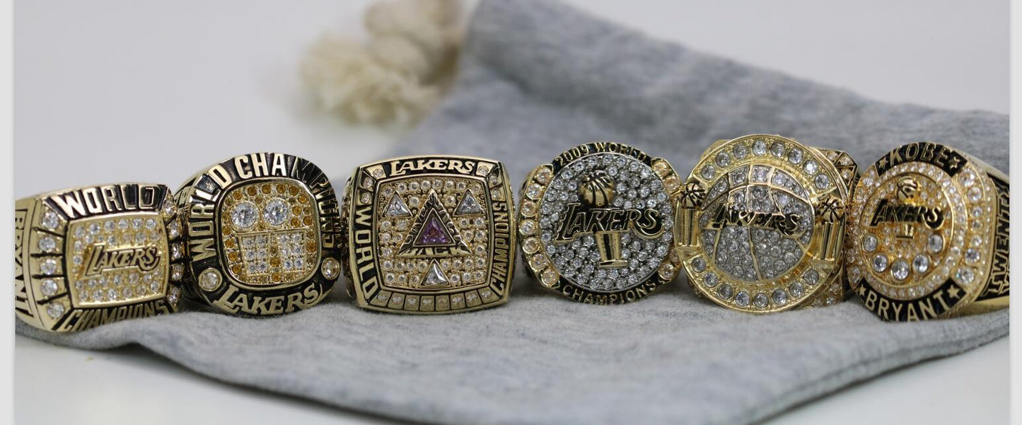Los Angeles Lakers NBA Championship Ring 6 Ring Set (2000, 2001, 2002, 2009, 2010, Kobe) - Premium Series